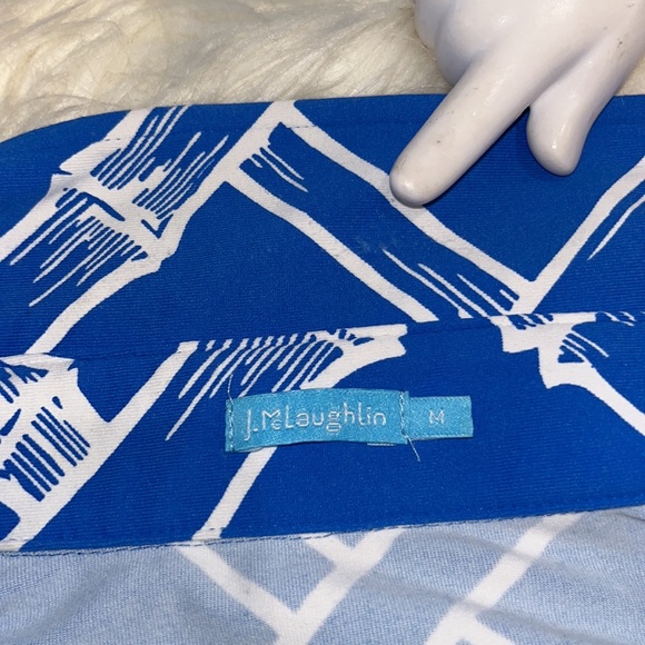 NWOT J. McLaughlin Blue/White Bamboo Pattern Brynn Shirt Dress - Picture 15 of 16